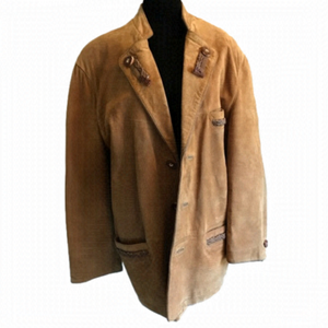 𝅺gorgeous vintage leather jacket, men’s size 42. Beautiful braided details.
